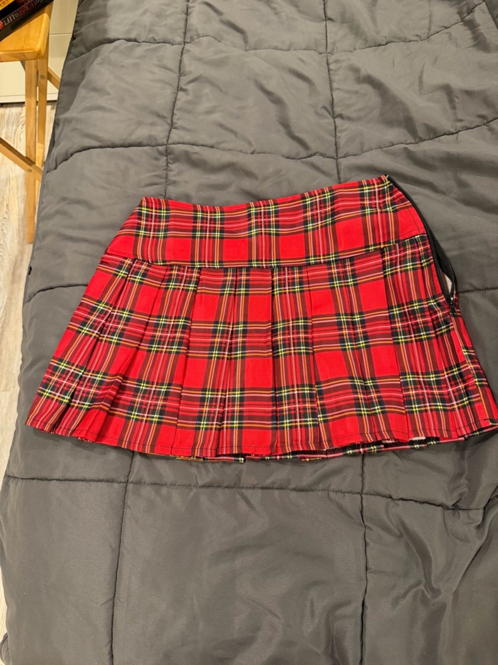 Forplay Red Plaid Pleated Mini Skirt